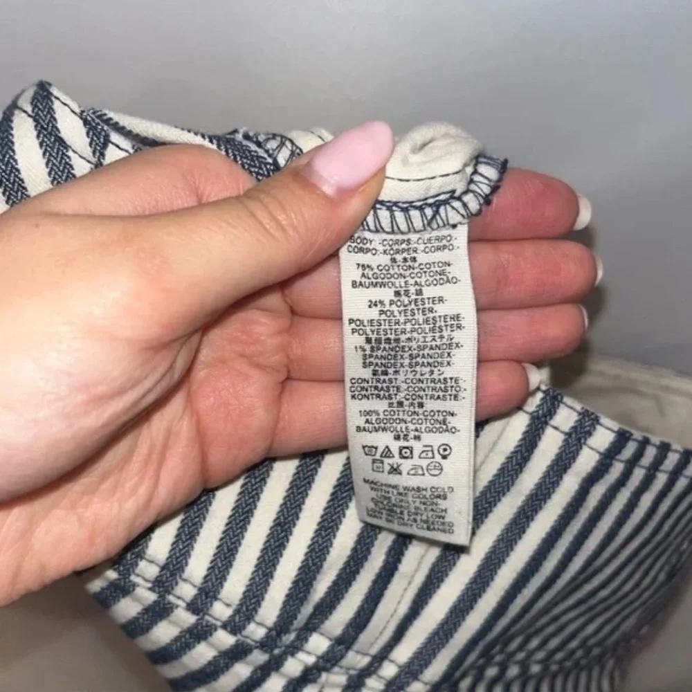 Free People Frankie High Waist Blue White Striped Skinny Pants - Size 4 - Picture 9 of 10